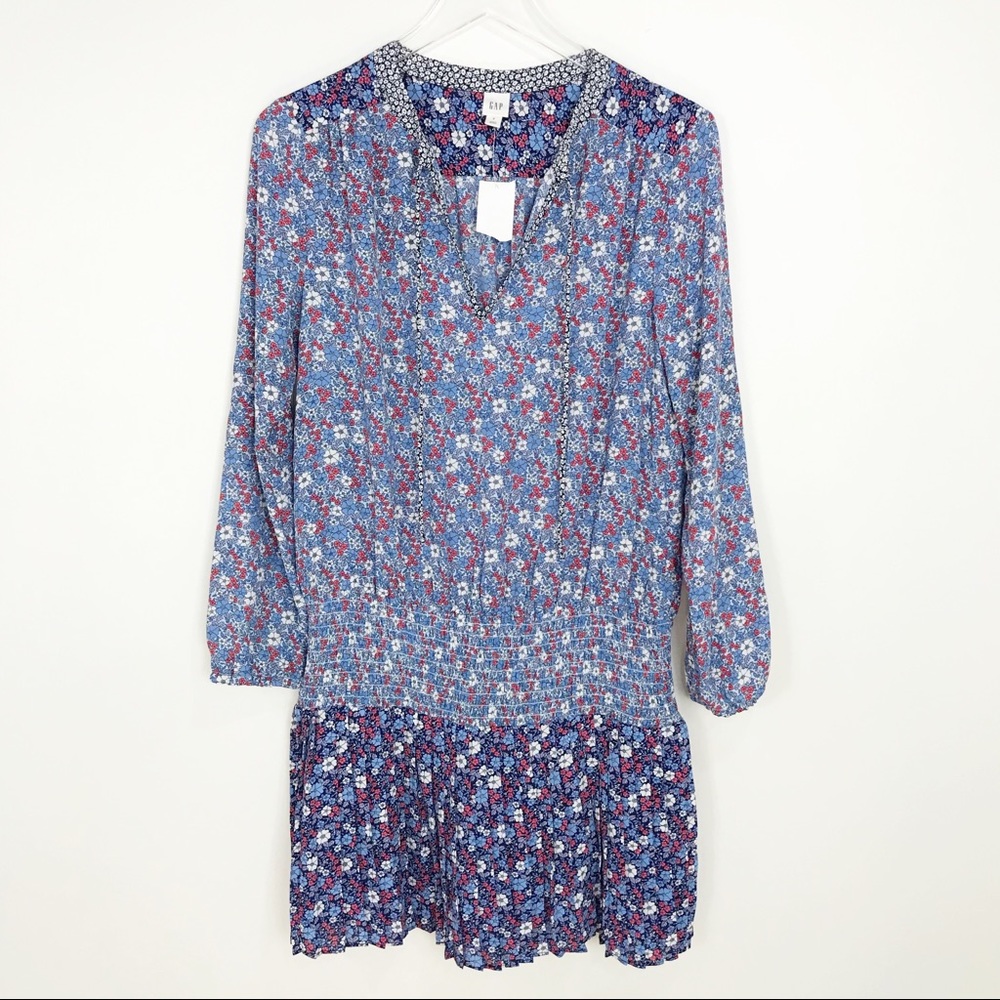 NWT Gap navy floral tunic style boho dress